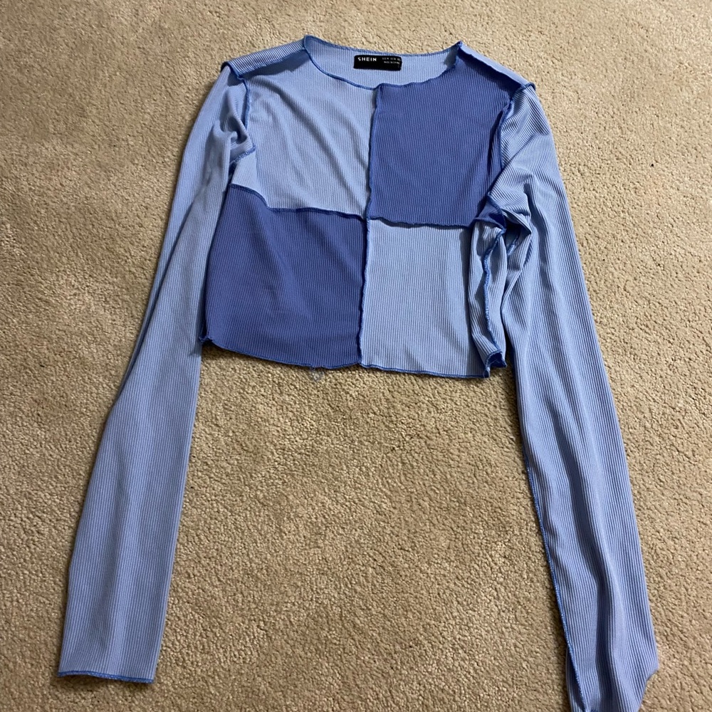 Shein blue color block top